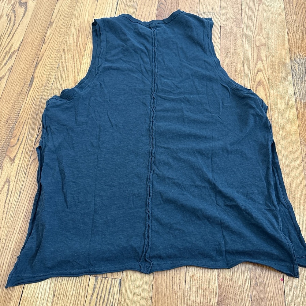 Free People Washed Black Sleeveless Tank Top with Side Slits - Picture 5 of 5